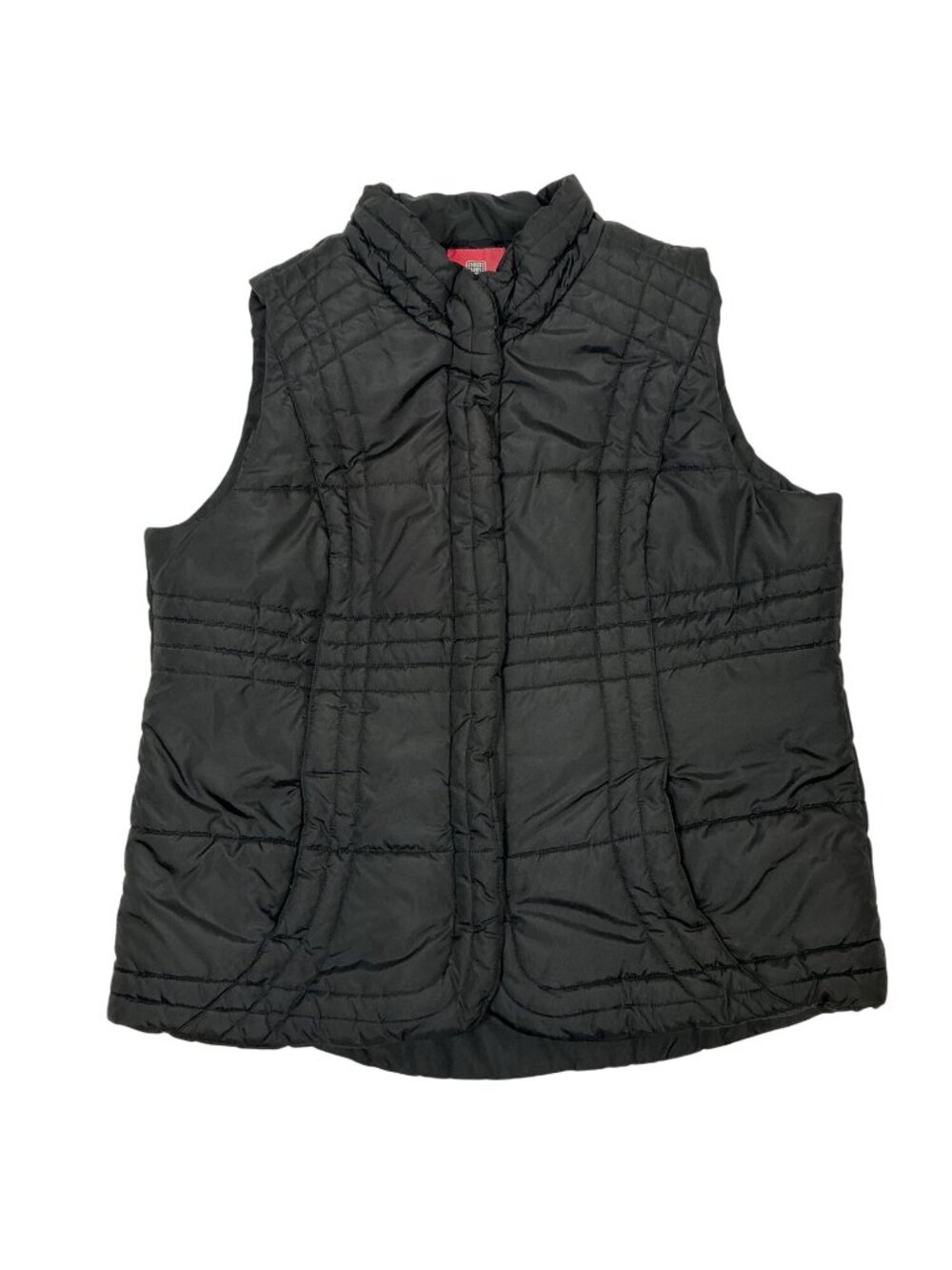 Faded Glory Women’s Black Quilted Puffer Vest | High Collar Full Zip | XL 16/18